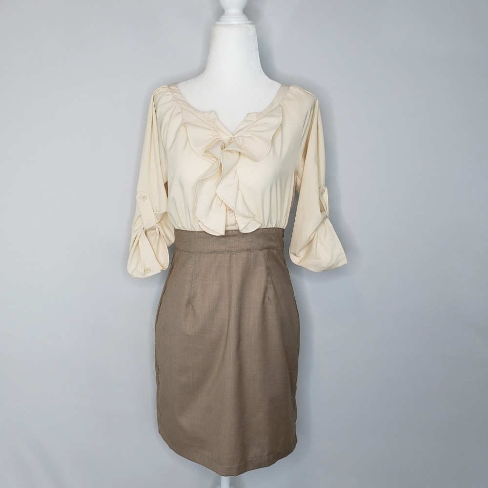 Hello Miss Cream and Brown Dress
